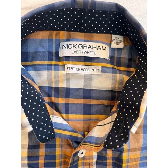 Nick Graham Everywhere Mens Stretch Modern Fit Button Down Shirt Long Sleeve M - Picture 7 of 8